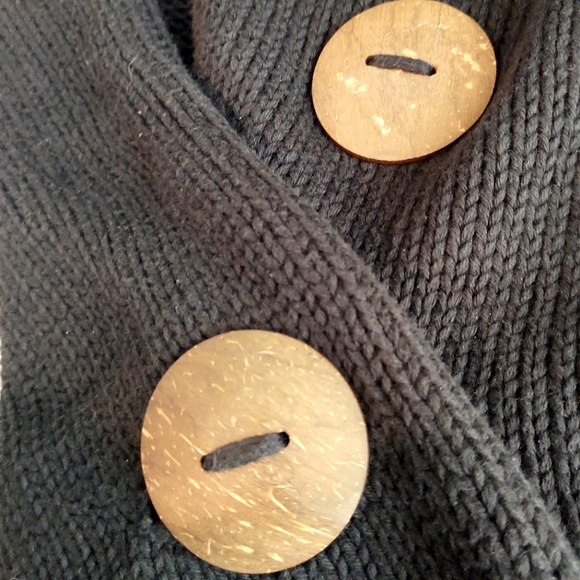 PURE | Original HANDKNIT Button Wrap | Soft 100% Knit Cotton Dark Navy Blue  OS - Picture 11 of 14